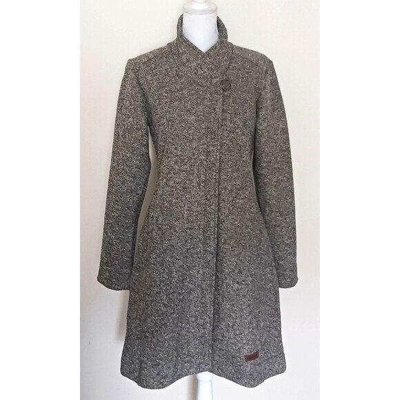 Sherpa Adventure Lhamu Jacket Gray Fleece Knit Zip Front Knee Length Sz M - Picture 4 of 15